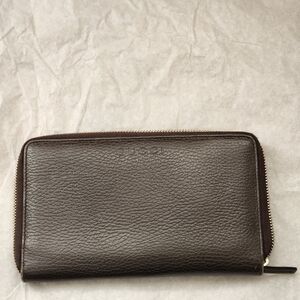 Gucci Dark Brown Pebbled Leather Zip-Around Wallet
